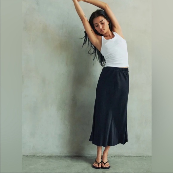 Nation LTD black Mabel satin midi skirt - Picture 3 of 10